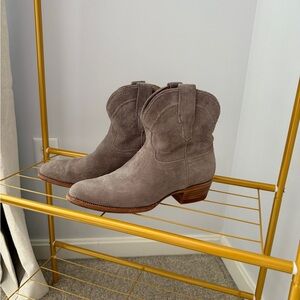 Tecovas Taupe Suede Ankle Booties